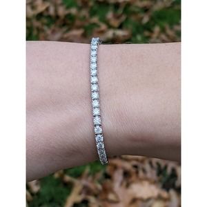 Sterling Silver Tennis Bracelet 3MM with Round Moissanite (7")